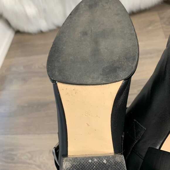 SENSO Biker Moto Buckle Leather Ankle Boots Booties Cut out sides Black Size 6 - Picture 15 of 16